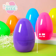 6-Pack 8-Inch Jumbo Plastic Easter Egg Shells, Fillable for Easter Egg Hunt