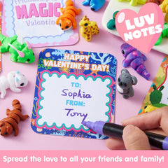 28-Piece 3D Printed Mini Animal Set with Valentine's Day Cards for Kids