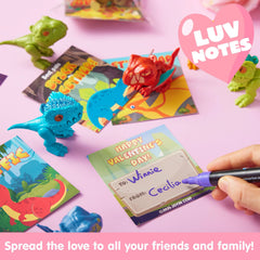 24 Valentine's Day Cards with Dinosaur Toys