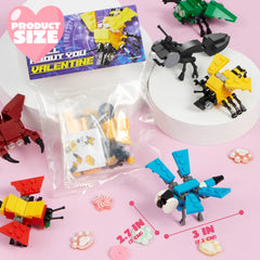 24 Pack Valentine's Day Cards with Animal Building Blocks for Gifts and Party Favors