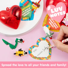 26 Building Blocks Animals with Prefilled Hearts and Kids Valentine's Cards