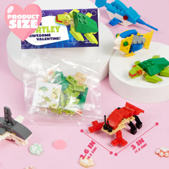 24 Pack Valentine's Day Cards with Sea Animal Building Blocks for Gifts and Party Favors