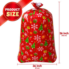 2-Pack Large Red & White Christmas Holiday Plastic Gift Bags