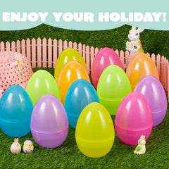 6Pcs Large Clear Easter Eggs, 6 Inches Jumbo Plastic Eggs Fillable for Easter Hunt