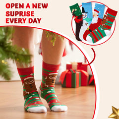24 Days Christmas Advent Calendar with Warm Cotton Socks for Adults