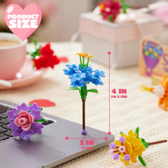 24-Piece Valentine's Day Flower Bouquet Building Blocks Set with Cards