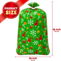 2-Pack Large Red & Green Christmas Holiday Plastic Gift Bags