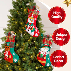 3-Piece Set of 18-Inch Christmas Stockings