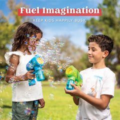 7-Inch Bubble Gun Blower with 2 Bottles of 5 oz Bubble Refill Solution (2 Pack)