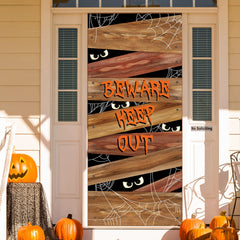 Spider Web Wooden Door Cover for Halloween