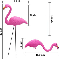 Set of 6 Small Pink Flamingo Yard Ornaments