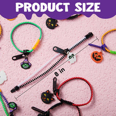 60 PCS Halloween Zipper Bracelets Bulk Set - Zipper Wristbands Party Favors for Kids