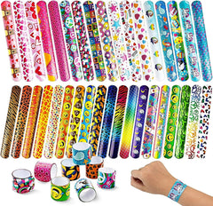 60Pcs Slap Bracelets with 36 Unique Designs