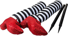 Witch Legs with Stakes (Red Shoes & Black and White Stripe), 2 Pcs