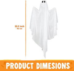 35.5" Halloween Hanging Ghost with Purple LED Light