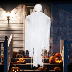 63-Inch Hanging Grim Reaper and Faceless White Ghost for Halloween Decor