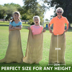 6 Pack Large Burlap Potato Sacks (39 x 25 inches) for Kids & Adults Racing
