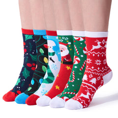 6-Pack Winter Christmas Socks for Men and Women - Warm, Soft Novelty Crew Socks