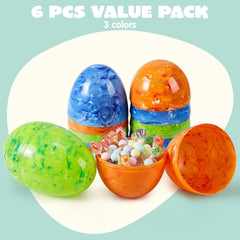 6 Pack 6 Inch Plastic Colorful Easter Eggs for Egg Hunt Game