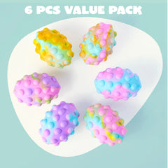 6-Pack Easter Pop Ball Fidget Eggs - Squishy Egg-Shaped Sensory Toy
