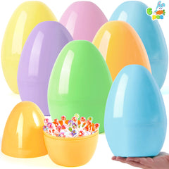 6 Pastel Jumbo Plastic Easter Eggs - Fillable for Hunt Party Favors