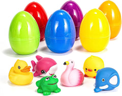 6 Light-Up Bath Toys with 3.2-Inch Prefilled Easter Eggs for Easter Egg Hunt