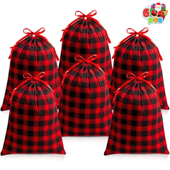 6-Pack Reusable Christmas Fabric Drawstring Gift Bags (19 x 14.5 Inches)