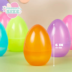 6Pcs Large Clear Easter Eggs, 6 Inches Jumbo Plastic Eggs Fillable for Easter Hunt