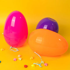 6-Pack 7-Inch Jumbo Colorful Plastic Easter Egg Shells for Easter Egg Hunt