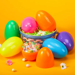 24 Large Plastic Easter Eggs, 6-Inch Colorful Jumbo Fillable Eggs