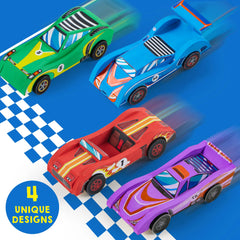 4 DIY Wooden Race Cars-Build & Paint Your Own Wood Craft Kit
