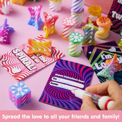 28-Piece Valentine's Day Gift Set: Impossible Spiral Cone Fidget Toys with Valentine Cards