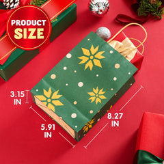 24 Pack Christmas Kraft Paper Gift Bags - Holiday Goody Bags