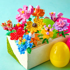 12 Prefilled Easter Eggs with Flower Building Blocks for Kids Egg Hunt