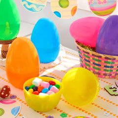 6-Pack 8-Inch Jumbo Plastic Easter Egg Shells, Fillable for Easter Egg Hunt