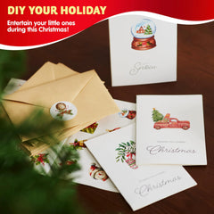24 White Christmas Cards with Envelopes and Stickers