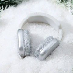 Mini Christmas Silver and White Headphone Glass Ornament