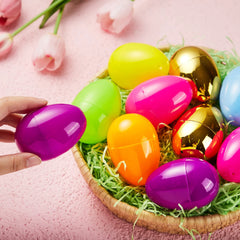 50 Large Empty Eggshells for Easter Egg Hunt (3.15 Inches)