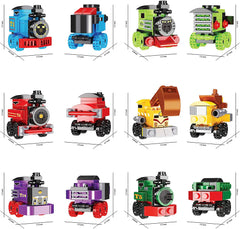 24 Prefilled Heart Building Blocks with Train & Valentine's Day Cards for Kids Classroom Exchange Gifts