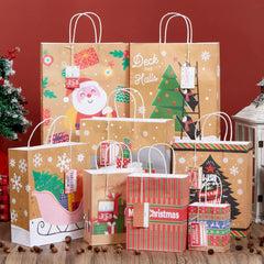 24 PCS Christmas Kraft Gift Bags, Assorted Sizes Xmas Paper Bags