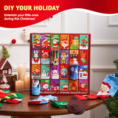 24 Days Christmas Advent Calendar with Warm Cotton Socks for Adults