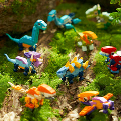 12 Packs Valentine's Dinosaur Building Blocks Toys with Heart Boxes for Party Favors