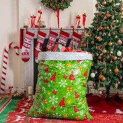 2-Pack Large Red & Green Christmas Holiday Plastic Gift Bags