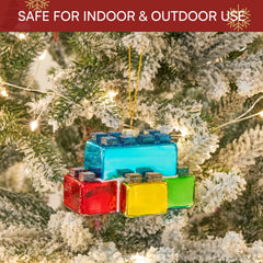 Christmas Building Blocks Glass Ornament