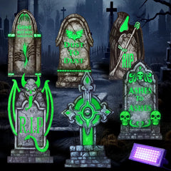 Glow-in-the-Dark Halloween Tombstones for Outdoor Graveyard Decor