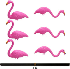 Set of 6 Small Pink Flamingo Yard Ornaments