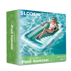 70in x 46in Cyan and White Large Sun Tan Tub Pool Float