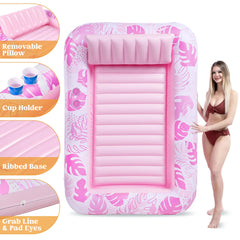 70in x 46in Large Blushing Pink Sun Tan Tub Pool Float