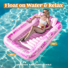 70in x 46in Large Blushing Pink Sun Tan Tub Pool Float