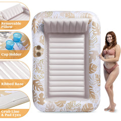 Large 70x46 Inch Oatmeal White Suntan Tub Pool Float